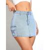 imageFloerns Womens Casual Buckled Belt Drop Waist Straight Denim Mini SkirtLight Wash