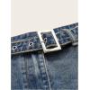 imageFloerns Womens Casual Buckled Belt Drop Waist Straight Denim Mini SkirtMedium Wash