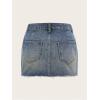 imageFloerns Womens Casual Buckled Belt Drop Waist Straight Denim Mini SkirtMedium Wash