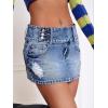 imageFloerns Womens Casual Buckled Belt Drop Waist Straight Denim Mini SkirtOcean Blue
