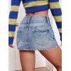 imageFloerns Womens Casual Buckled Belt Drop Waist Straight Denim Mini SkirtOcean Blue