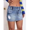 imageFloerns Womens Casual Buckled Belt Drop Waist Straight Denim Mini SkirtOcean Blue