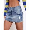 imageFloerns Womens Casual Buckled Belt Drop Waist Straight Denim Mini SkirtOcean Blue