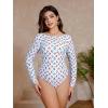 imageFloerns Womens Cut Out Scoop Neck Long Sleeve Rashguard One Piece SwimsuitWhite Cherry