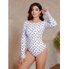 imageFloerns Womens Cut Out Scoop Neck Long Sleeve Rashguard One Piece SwimsuitWhite Cherry