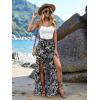 imageFloerns Womens Ditsy Floral Tie Front Wide Leg Wrap Long PantsBlack Floral