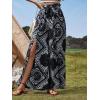 imageFloerns Womens Ditsy Floral Tie Front Wide Leg Wrap Long PantsBlack and White