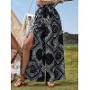 imageFloerns Womens Ditsy Floral Tie Front Wide Leg Wrap Long PantsBlack and White