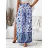 imageFloerns Womens Ditsy Floral Tie Front Wide Leg Wrap Long PantsBlue Flower