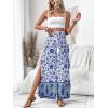 imageFloerns Womens Ditsy Floral Tie Front Wide Leg Wrap Long PantsBlue Flower