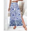 imageFloerns Womens Ditsy Floral Tie Front Wide Leg Wrap Long PantsBlue Flower
