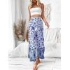 imageFloerns Womens Ditsy Floral Tie Front Wide Leg Wrap Long PantsBlue Flower
