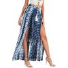 imageFloerns Womens Ditsy Floral Tie Front Wide Leg Wrap Long PantsBlue and White