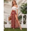 imageFloerns Womens Ditsy Floral Tie Front Wide Leg Wrap Long PantsBurgundy