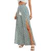 imageFloerns Womens Ditsy Floral Tie Front Wide Leg Wrap Long PantsGreen Multi