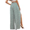 imageFloerns Womens Ditsy Floral Tie Front Wide Leg Wrap Long PantsGreen Multi