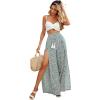 imageFloerns Womens Ditsy Floral Tie Front Wide Leg Wrap Long PantsGreen Multi
