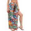 imageFloerns Womens Ditsy Floral Tie Front Wide Leg Wrap Long PantsOrange Tropical