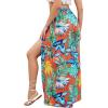 imageFloerns Womens Ditsy Floral Tie Front Wide Leg Wrap Long PantsOrange Tropical