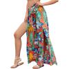 imageFloerns Womens Ditsy Floral Tie Front Wide Leg Wrap Long PantsOrange Tropical