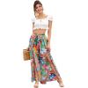 imageFloerns Womens Ditsy Floral Tie Front Wide Leg Wrap Long PantsOrange Tropical