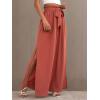imageFloerns Womens Ditsy Floral Tie Front Wide Leg Wrap Long PantsRedwood