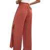 imageFloerns Womens Ditsy Floral Tie Front Wide Leg Wrap Long PantsRedwood