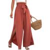 imageFloerns Womens Ditsy Floral Tie Front Wide Leg Wrap Long PantsRedwood