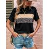 imageFloerns Womens Leopard Print Color Block T Shirts Short Sleeve Round Neck Tee TopsBlack Ink