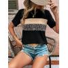 imageFloerns Womens Leopard Print Color Block T Shirts Short Sleeve Round Neck Tee TopsBlack Ink