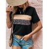 imageFloerns Womens Leopard Print Color Block T Shirts Short Sleeve Round Neck Tee TopsBlack Ink
