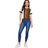 imageFloerns Womens Leopard Print Color Block T Shirts Short Sleeve Round Neck Tee TopsBlack Multi
