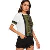 imageFloerns Womens Leopard Print Color Block T Shirts Short Sleeve Round Neck Tee TopsGreen