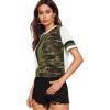 imageFloerns Womens Leopard Print Color Block T Shirts Short Sleeve Round Neck Tee TopsGreen