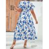 imageFloerns Womens Plus Size Boho Flutter Short Sleeve Ruffle Hem A Line Midi DressBlue Ocean