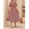 imageFloerns Womens Plus Size Boho Flutter Short Sleeve Ruffle Hem A Line Midi DressBurgundy