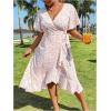 imageFloerns Womens Plus Size Boho Flutter Short Sleeve Ruffle Hem A Line Midi DressLight Pink
