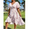 imageFloerns Womens Plus Size Boho Flutter Short Sleeve Ruffle Hem A Line Midi DressLight Pink