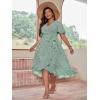 imageFloerns Womens Plus Size Boho Flutter Short Sleeve Ruffle Hem A Line Midi DressMint Green