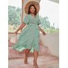 imageFloerns Womens Plus Size Boho Flutter Short Sleeve Ruffle Hem A Line Midi DressMint Green
