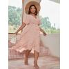 imageFloerns Womens Plus Size Boho Flutter Short Sleeve Ruffle Hem A Line Midi DressPink