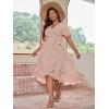 imageFloerns Womens Plus Size Boho Flutter Short Sleeve Ruffle Hem A Line Midi DressPink