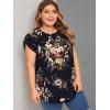 imageFloerns Womens Plus Size Floral Print Short Sleeve Summer Blouse Top ShirtA Navy
