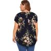 imageFloerns Womens Plus Size Floral Print Short Sleeve Summer Blouse Top ShirtA Navy