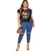 imageFloerns Womens Plus Size Floral Print Short Sleeve Summer Blouse Top ShirtA Navy