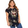 imageFloerns Womens Plus Size Floral Print Short Sleeve Summer Blouse Top ShirtA Navy