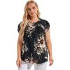 imageFloerns Womens Plus Size Floral Print Short Sleeve Summer Blouse Top ShirtBlack 2