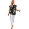 imageFloerns Womens Plus Size Floral Print Short Sleeve Summer Blouse Top ShirtBlack 2
