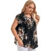 imageFloerns Womens Plus Size Floral Print Short Sleeve Summer Blouse Top ShirtBlack 2