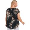 imageFloerns Womens Plus Size Floral Print Short Sleeve Summer Blouse Top ShirtBlack 2
